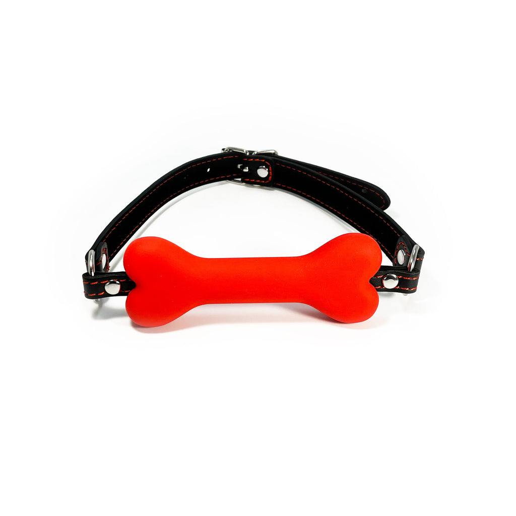 Silicone Bone Mouth Gag by Fetish Pleasure Play in Red