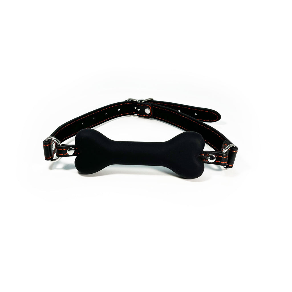 Silicone Bone Mouth Gag by Fetish Pleasure Play in Black