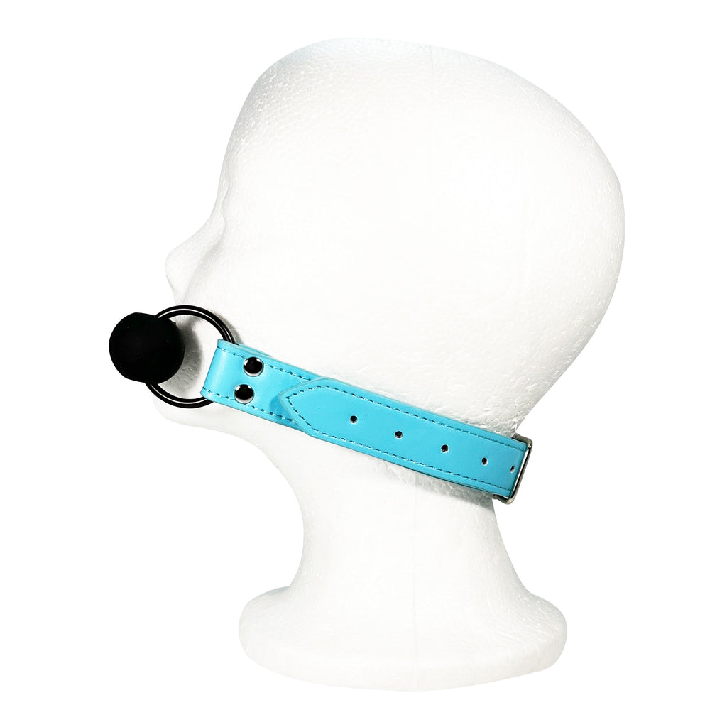 Silicone Sex Bar Mouth Gag by Fetish Pleasure Play in Teal and Black