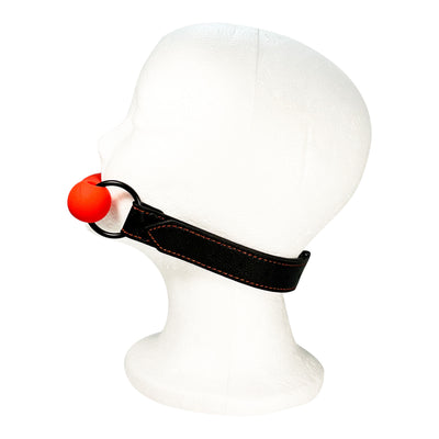 Silicone Sex Bar Mouth Gag by Fetish Pleasure Play in Red and Black
