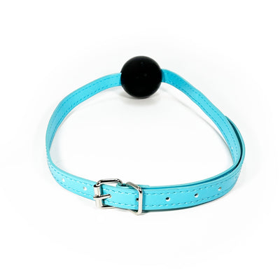Rubber Ball Gag by Fetish Pleasure Play in Black and Teal