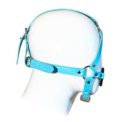 Open Mouth Head Harness by Fetish Pleasure Play in Blue