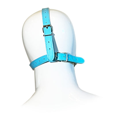Open Mouth Head Harness by Fetish Pleasure Play in Blue