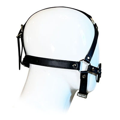 Open Mouth Head Harness by Fetish Pleasure Play in Black