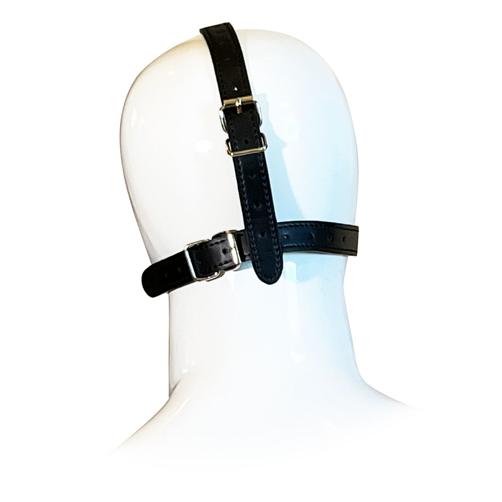 Open Mouth Head Harness by Fetish Pleasure Play in Black