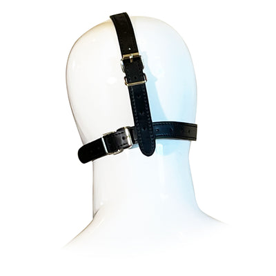 Open Mouth Head Harness by Fetish Pleasure Play in Black