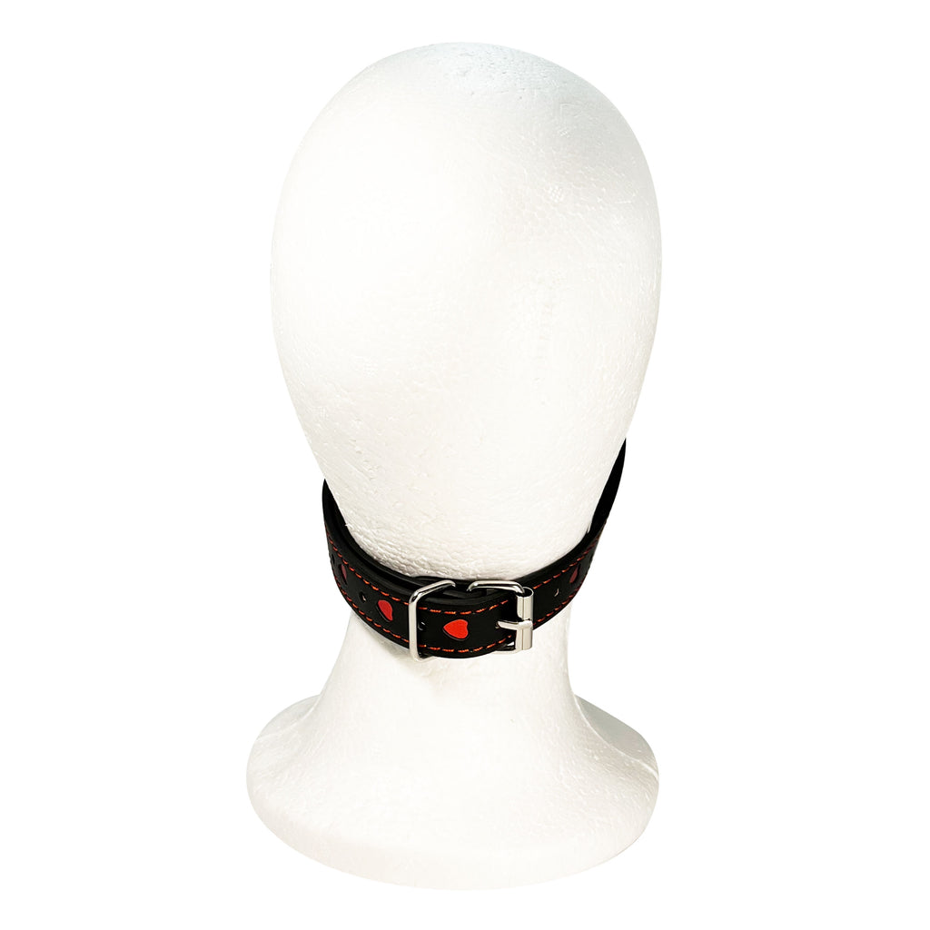 Silicone Heart Mouth Gag by Fetish Pleasure Play in Red and Black