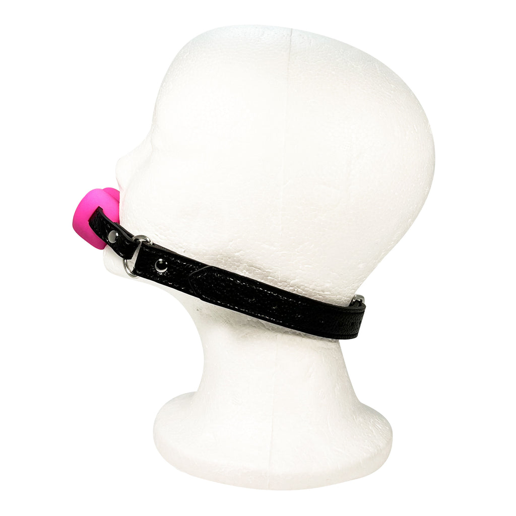 Silicone Heart Mouth Gag by Fetish Pleasure Play in Pink and Black