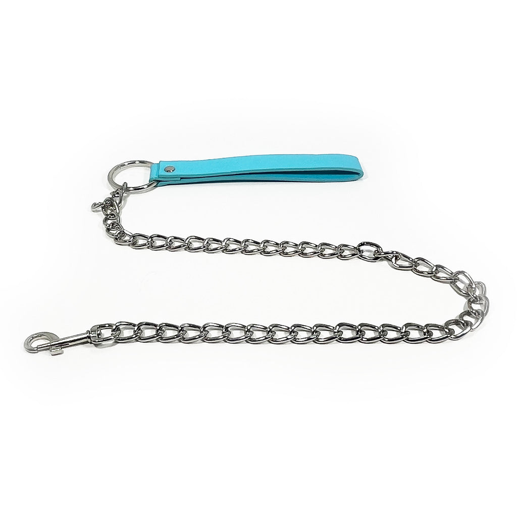 Chain Leash with Wrist Strap by Fetish Pleasure Play in Teal - 31