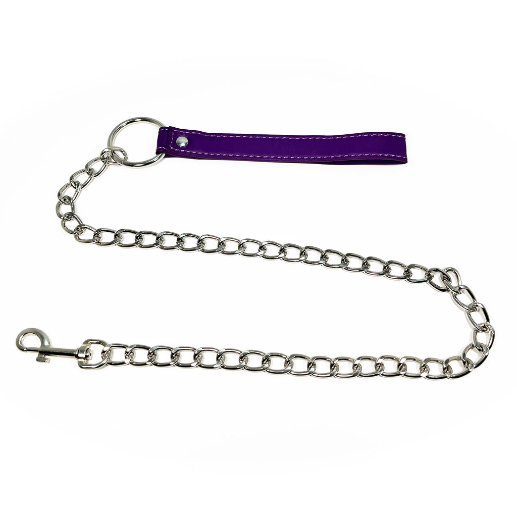 Chain Leash with Wrist Strap by Fetish Pleasure Play in Purple - 31