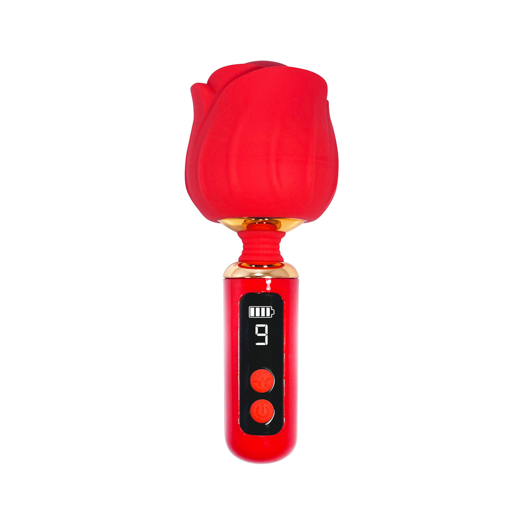 Glitter Gems Rose Vibrator Wand in Red Glitter Gems Rose Vibrator Wand in Red