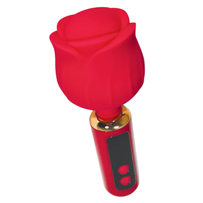 Glitter Gems Rose Vibrator Wand in Red