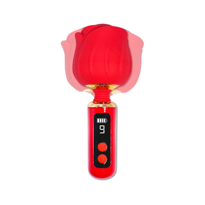 Glitter Gems Rose Vibrator Wand in Red