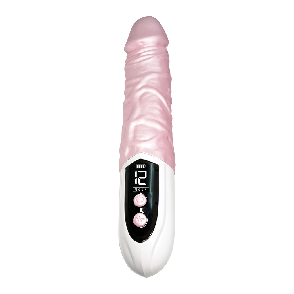 Mighty Power Shaft Vibrating Dildo Wand in Pearl Pink
