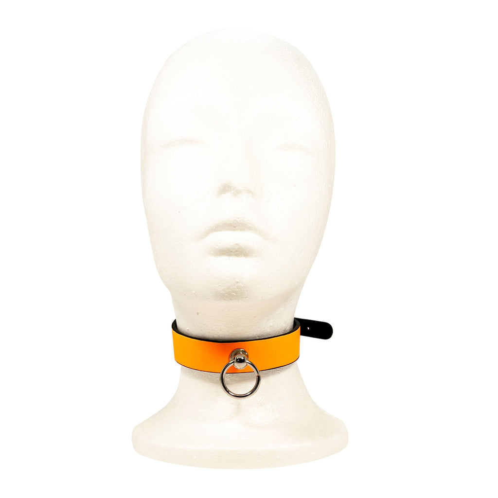 Glow in the Dark Collar with O-Ring by Fetish Pleasure Play in Orange