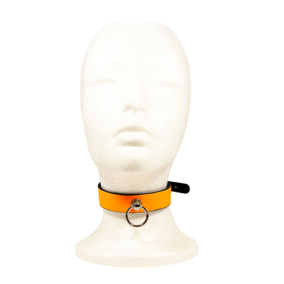 Glow in the Dark Collar with O-Ring by Fetish Pleasure Play in Orange