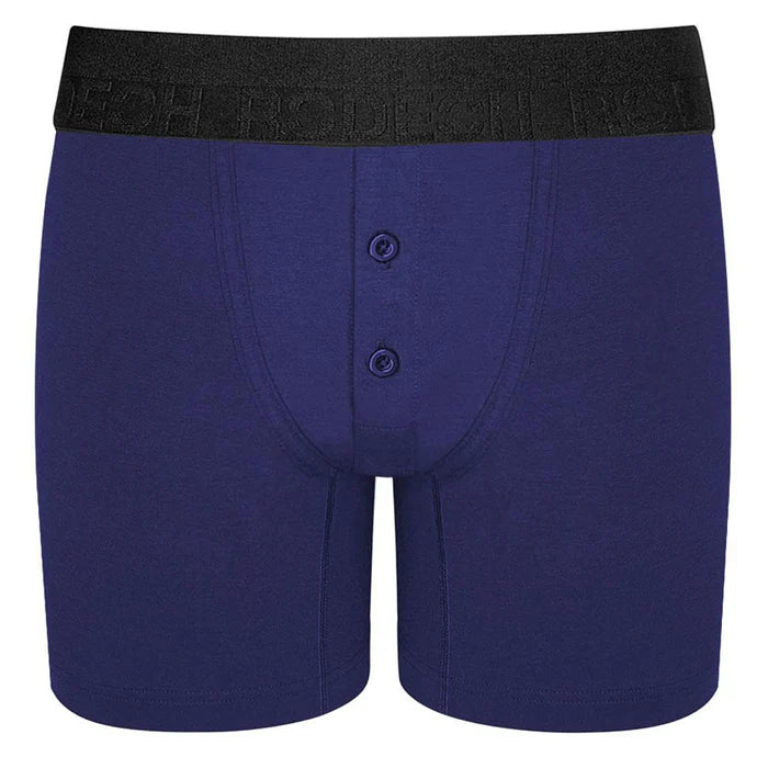 Button Fly Boxer with Built-In Harness in Indigo - Small