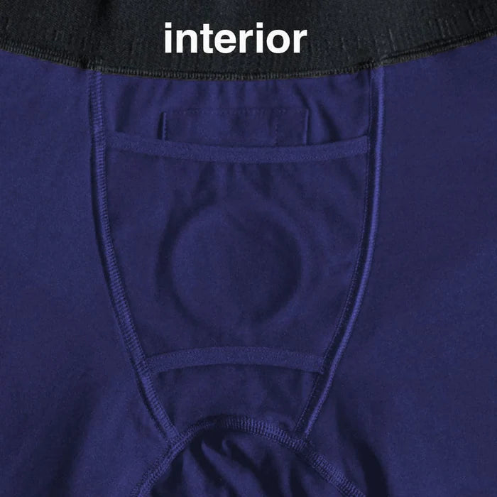 Button Fly Boxer with Built-In Harness in Indigo - Small