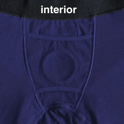 Button Fly Boxer with Built-In Harness in Indigo - Small