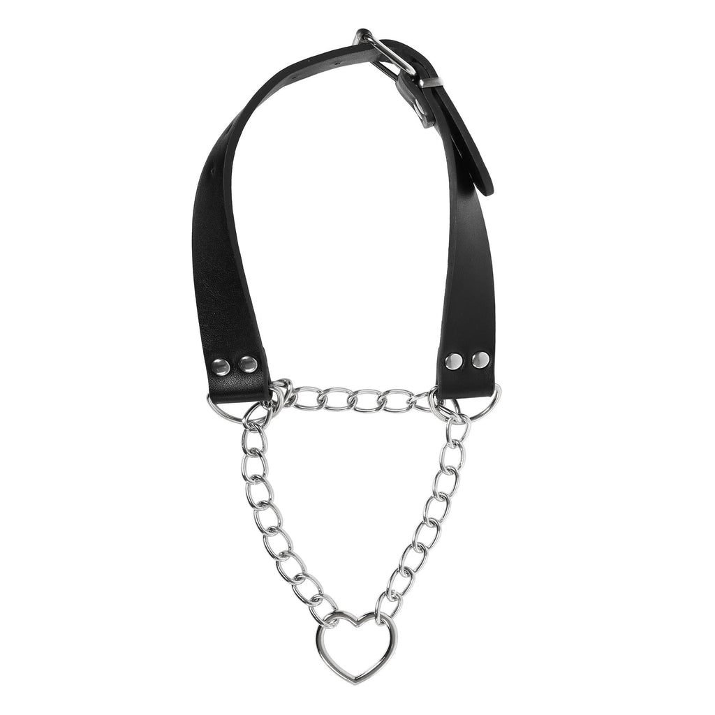 Heart Martingale Slip Chain Choker Collar by Fetish Pleasure Play