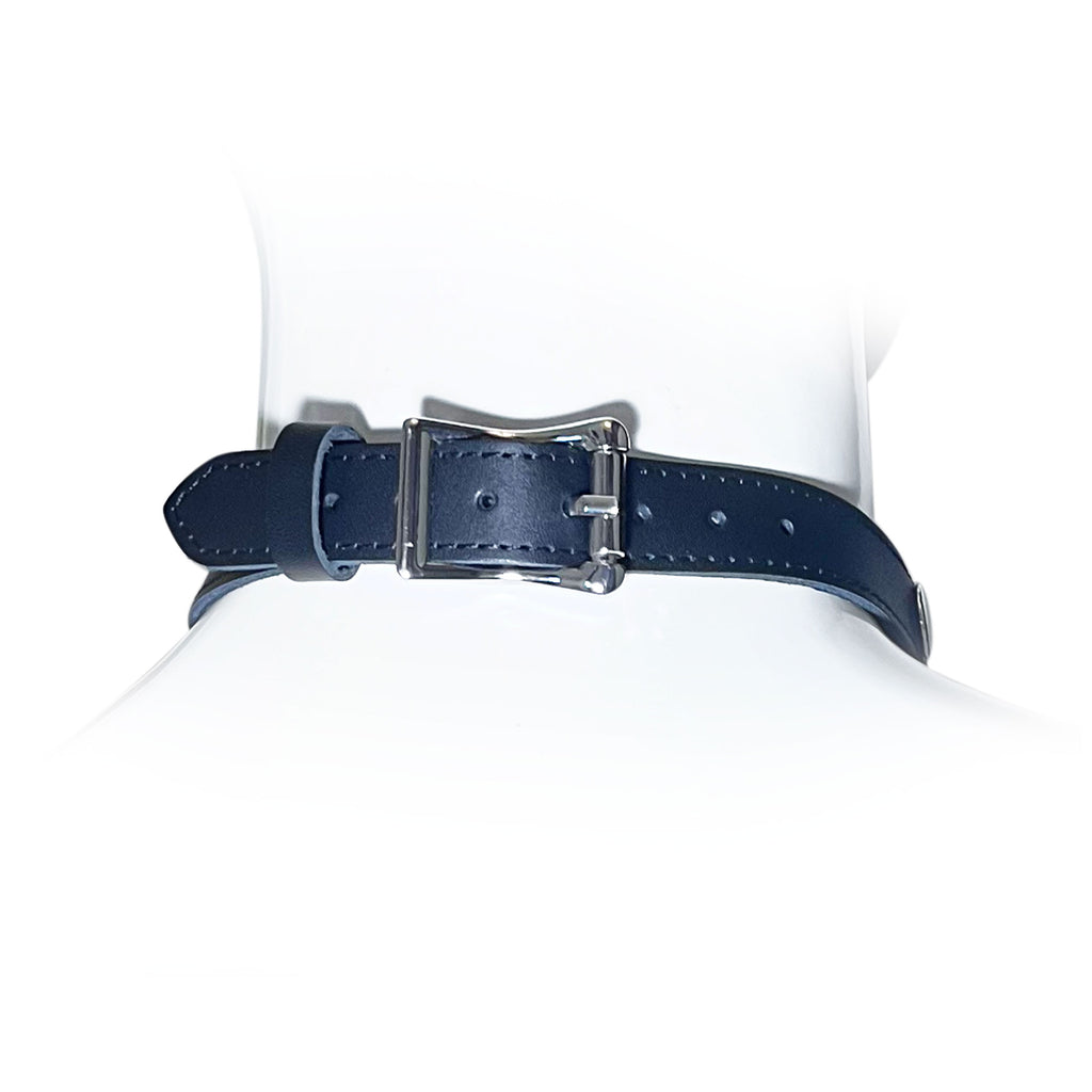 Adjustable Choke Collar with Heart Chain Accent by Fetish Pleasure Play in Black