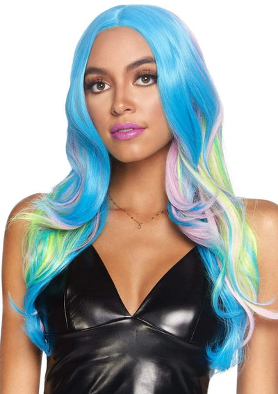 27 Inch Mystic Hue Wavy Long Wig in Multi Color, One Size
