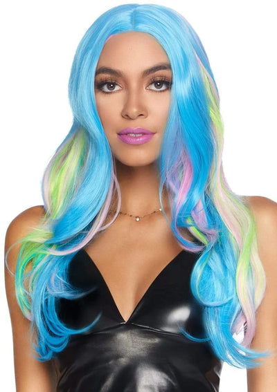 27 Inch Mystic Hue Wavy Long Wig in Multi Color, One Size