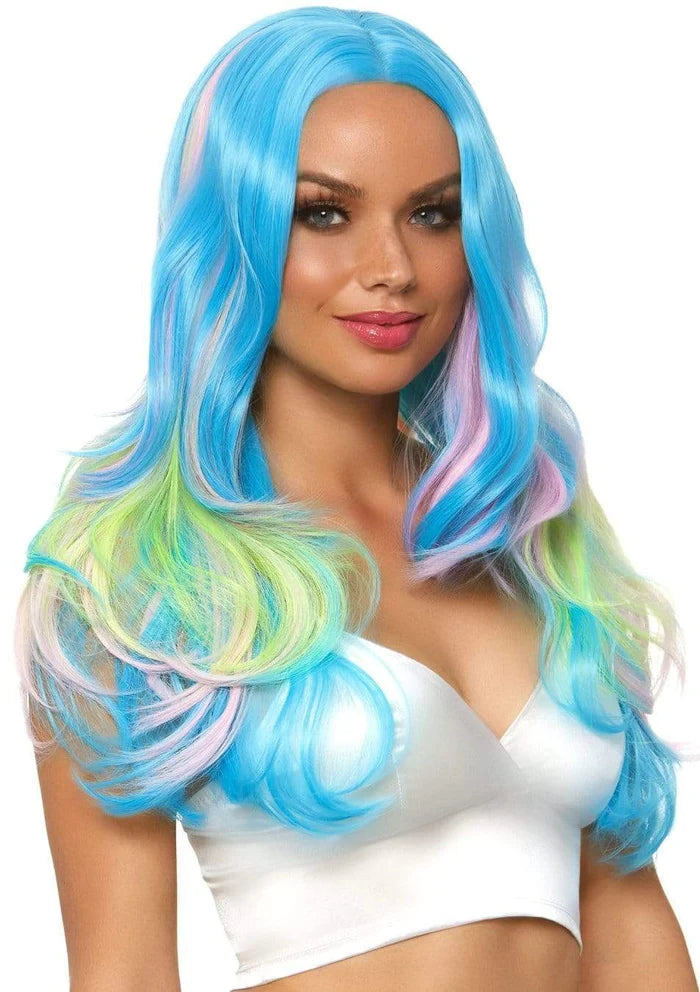 27 Inch Mystic Hue Wavy Long Wig in Multi Color, One Size
