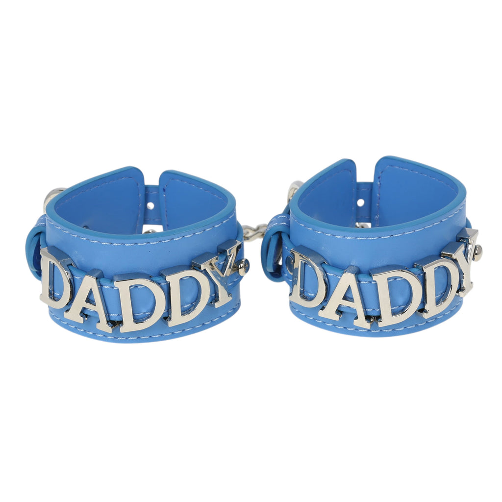 Daddy Leather Wrist Cuff Restraints with Chain by Fetish Pleasure Play