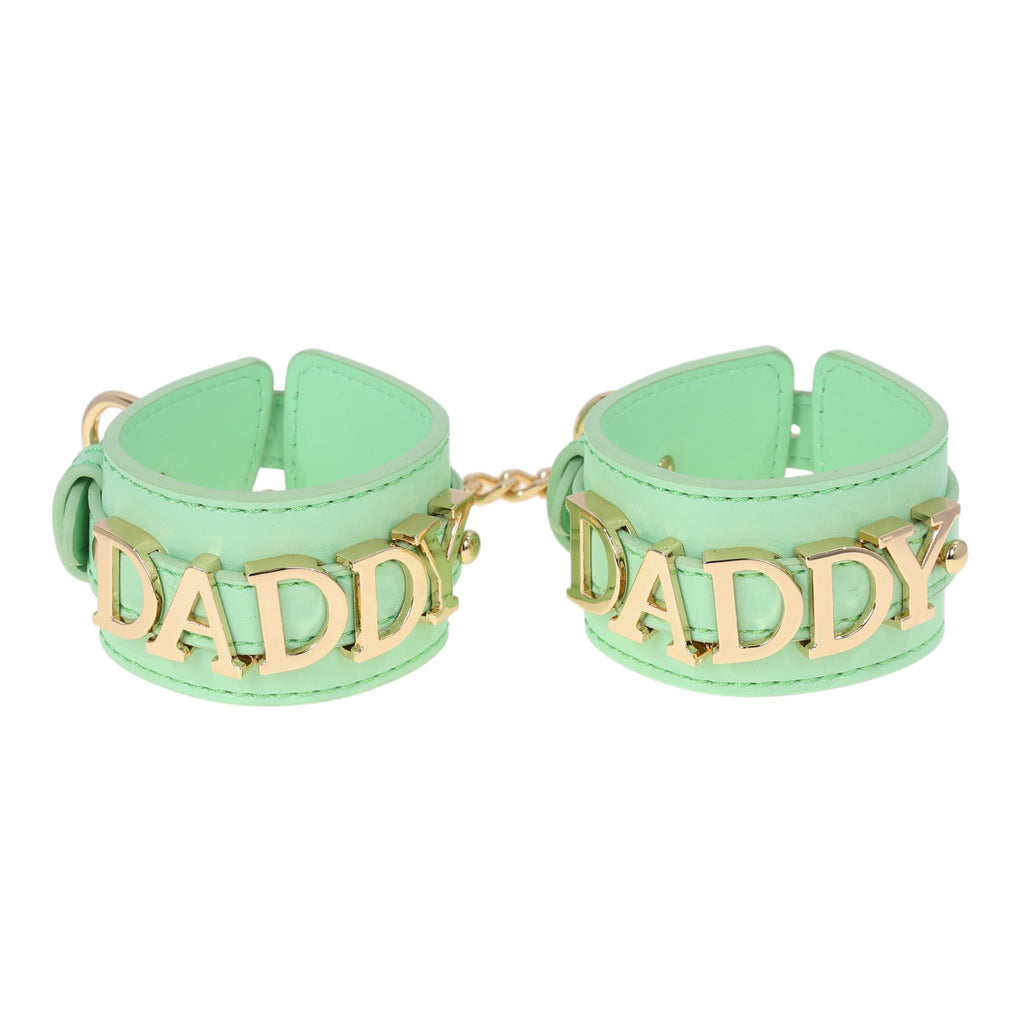 Daddy Leather Wrist Cuff Restraints with Chain by Fetish Pleasure Play