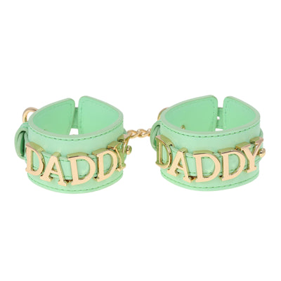 Daddy Leather Wrist Cuff Restraints with Chain by Fetish Pleasure Play