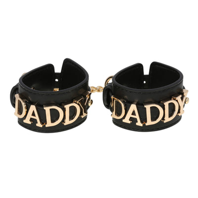 Daddy Leather Wrist Cuff Restraints with Chain by Fetish Pleasure Play
