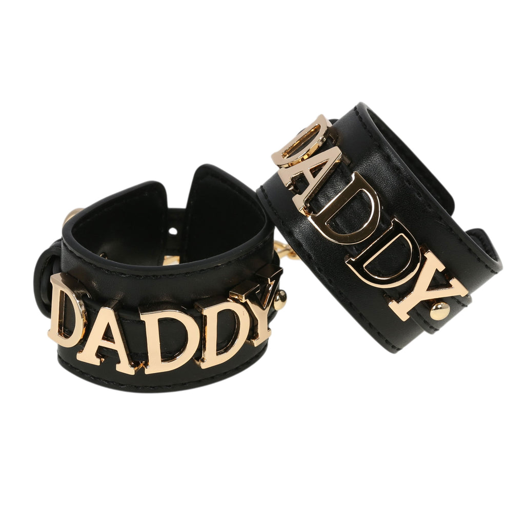 Daddy Leather Wrist Cuff Restraints with Chain by Fetish Pleasure Play