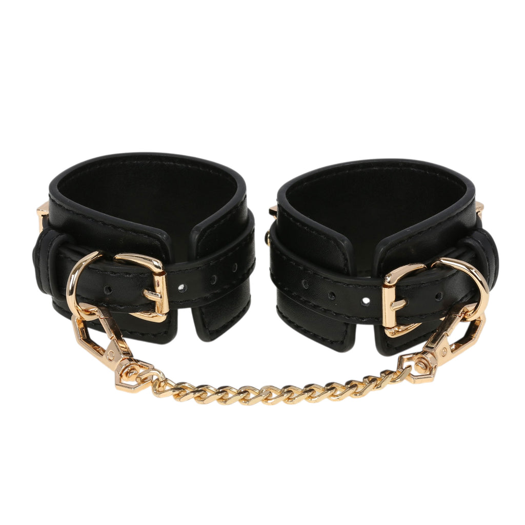 Daddy Leather Wrist Cuff Restraints with Chain by Fetish Pleasure Play