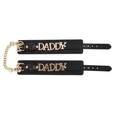 Daddy Leather Wrist Cuff Restraints with Chain by Fetish Pleasure Play