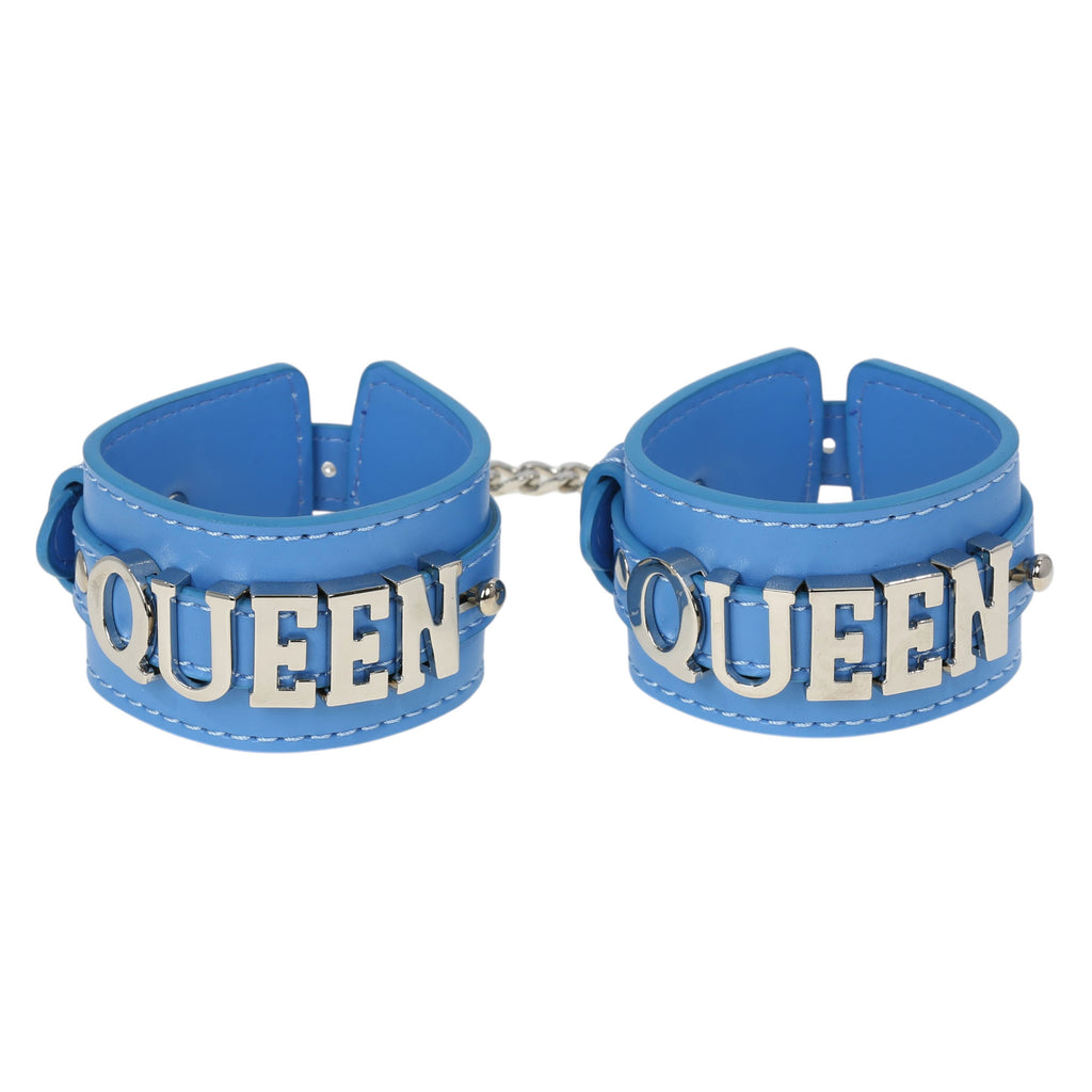 Queen Leather Wrist Cuff Restraints with Chain by Fetish Pleasure Play