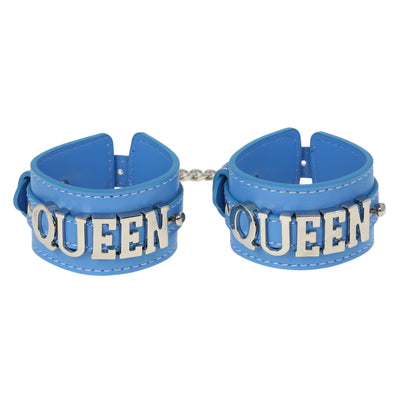 Queen Leather Wrist Cuff Restraints with Chain by Fetish Pleasure Play