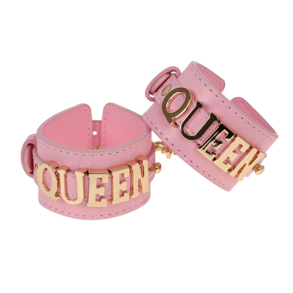 Queen Leather Wrist Cuff Restraints with Chain by Fetish Pleasure Play