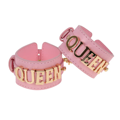 Queen Leather Wrist Cuff Restraints with Chain by Fetish Pleasure Play
