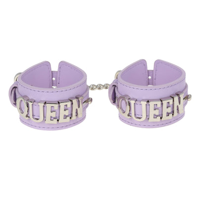 Queen Leather Wrist Cuff Restraints with Chain by Fetish Pleasure Play