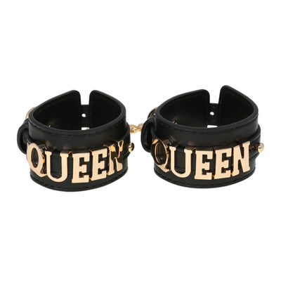 Queen Leather Wrist Cuff Restraints with Chain by Fetish Pleasure Play