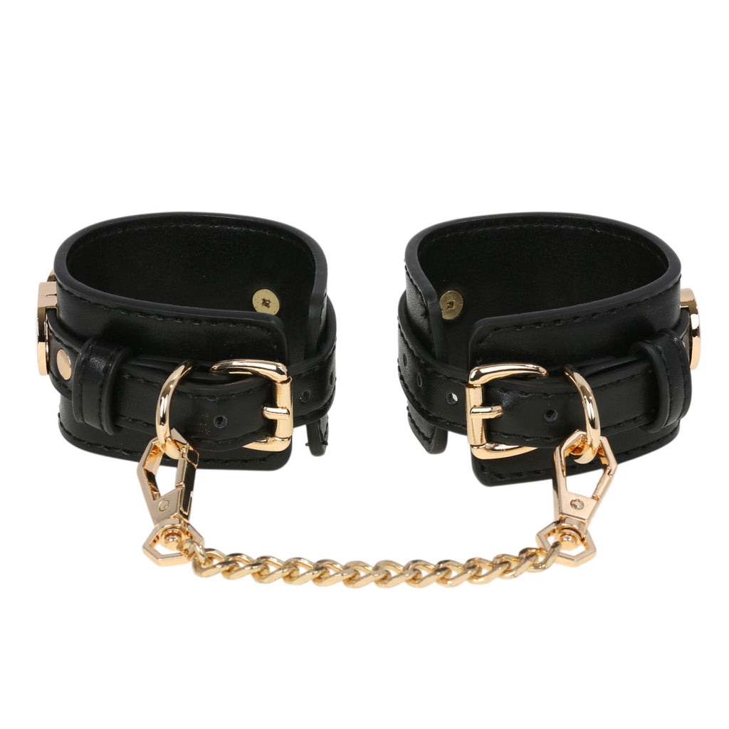 Queen Leather Wrist Cuff Restraints with Chain by Fetish Pleasure Play