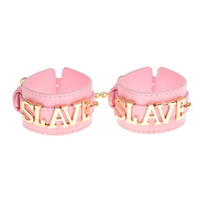 Slave Leather Wrist Cuff Restraints with Chain by Fetish Pleasure Play
