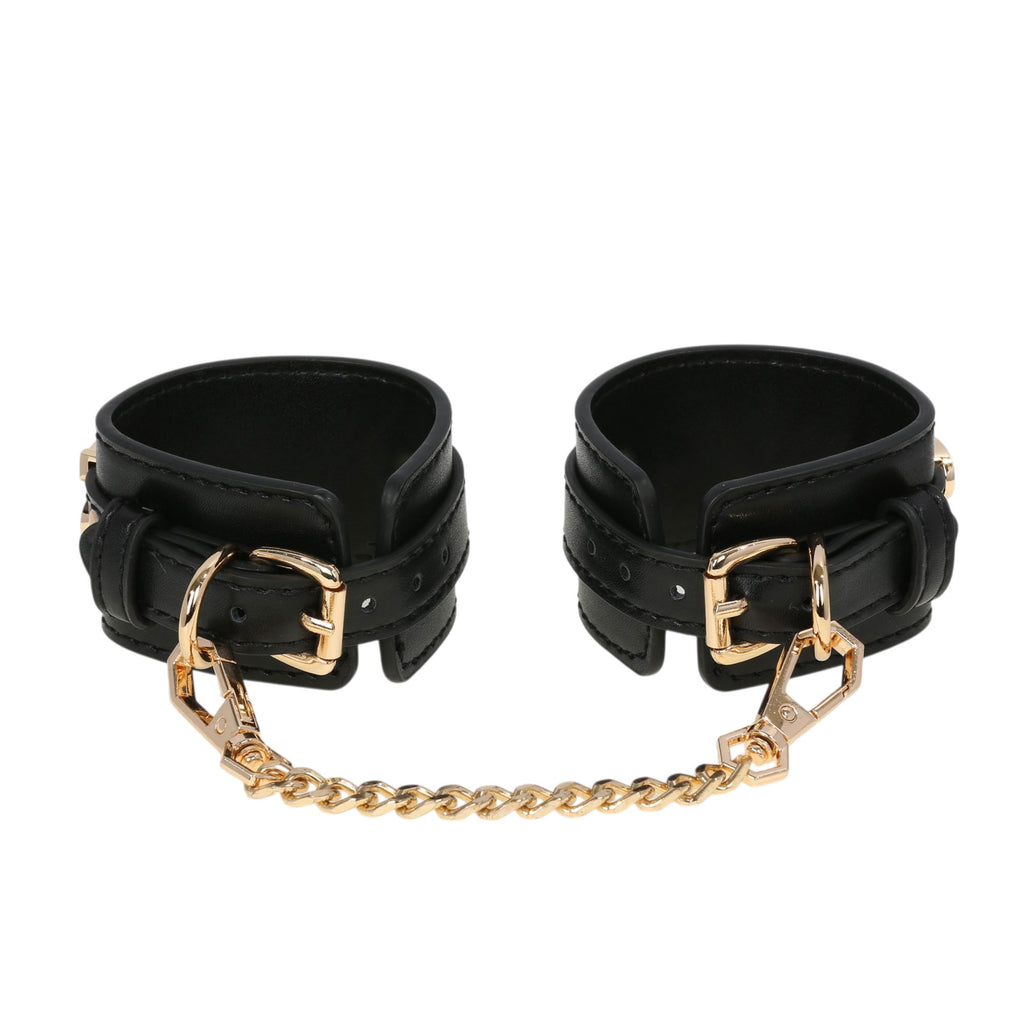 Slut Leather Wrist Cuff Restraints with Chain by Fetish Pleasure Play