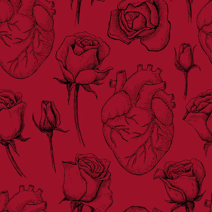 Crotchless Panty Harness in Red Hearts & Roses