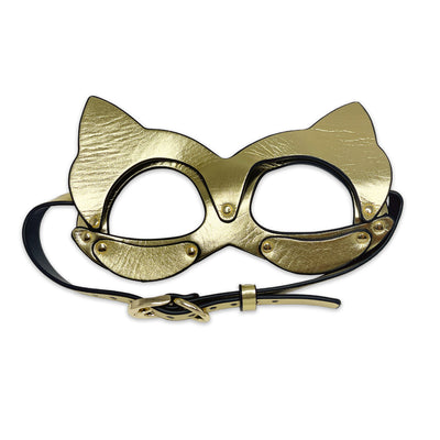 Pussy Cat Mask in Gold Vegan Leather by Fetish Pleasure Play