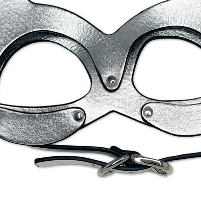 Silver Pussy Cat Mask in Vegan Leather by Fetish Pleasure Play