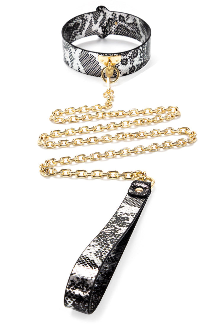 Luxe Bondage Box Set in Black & Silver Snakeskin by Fetish Pleasure Play