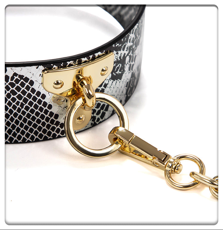 Luxe Bondage Box Set in Black & Silver Snakeskin by Fetish Pleasure Play