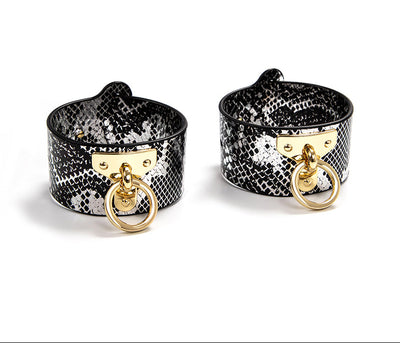 Luxe Bondage Box Set in Black & Silver Snakeskin by Fetish Pleasure Play